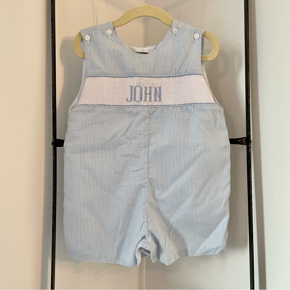 “JOHN” smocked Jon Jon 24 months